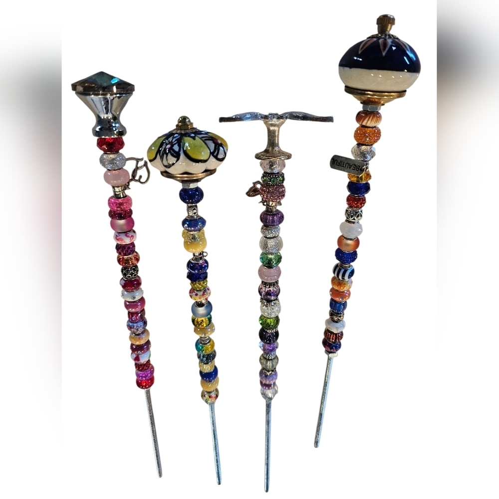 4 HandCrafted Decorative Plant Stakes, New